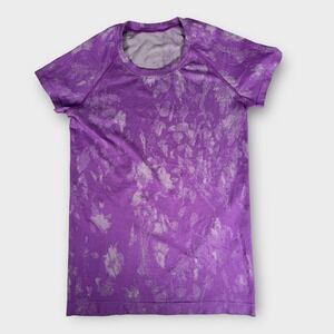 Lululemon Swiftly Tech 2.0 Shirt 8  Purple Marble tie dye excellent con'd